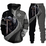 Retro Knight Templar Armor 3D spausdinti vyri&scaron;ki gobtuvai / kelnės / kostiumas Harajuku Jesus God Tracksuit sportinė apranga, kietas 2 dalių drabužių rinkinys 6XL