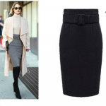 Sijonai auk&scaron;tu juosmeniu Madingi medvilniniai didelio dydžio pie&scaron;tukų sijonai auk&scaron;tu juosmeniu rudens žiemos sijonai XXXL juoda