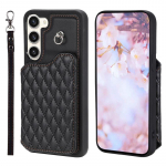 Prabangus languotas kortelių lizdų piniginės dėklas, skirtas Samsung A13 A14 A52 A53 A54 S23 S22 S21 iPhone 14 13 12 11 PU magnetinės sagties atverčiamas dangtelis su rankiniu dirželiu iPhone 6 Plus/6S Plus juoda