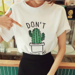 Moteri&scaron;ki mar&scaron;kinėliai Cactus Personality Madingi mar&scaron;kinėliai Vasaros Harajuku Estetika trumpomis rankovėmis balti vir&scaron;ūnės S balta