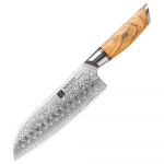XINZUO 7 colių Santoku peilis 73 sluoksnių tikro Damasko plieno modelio peiliai Profesionalus a&scaron;trių a&scaron;menų daržovių peilis virimo įrankis