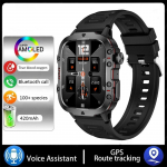 Naujas i&scaron;manusis laikrodis, 1,96 colio ekranas, 420 MAh Bluetooth Call Voice Assistant Watch Sports Fitness vandeniui atsparus i&scaron;manusis laikrodis vyrams Silica gel juoda