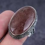 Natural Strawberry Quartz Gemstone Handmade 925 Sterling Silver Ring S.9 w5r14