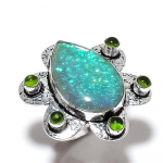 Green Triplet Opal,Peridot Gemstone 925 Sterling Silver Jewelry Ring Size 9 r7m70