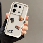 Mielas 3D Bear Kavos Pieno saldainių skystas telefono dėklas, skirtas Xiaomi Redmi Note 13 Pro 12 12s 11 11s 10 9 12C 13C 10C K70 K60 K50 Ultra K70E K60E Animacinis filmas Xiaomi Mi 12
