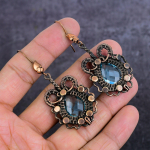 Natural Tanzanite Quartz Gemstone Copper Wire Wrap Jewelry Earring 2.76 u1w32