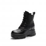 9 cm Natūralios odos moteri&scaron;ki batai motociklo kulk&scaron;nies vidurio batai platforma Stori kulnai batai rudeniniai žieminiai moteri&scaron;ki batai juodi