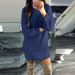 Rudens/žiemos mados moteri&scaron;kas megztinis megztinis grynos spalvos megztos suknelės megztinis vir&scaron;us