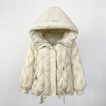 OFTBUY Rudens žiemos korėjieti&scaron;ko stiliaus laisva &scaron;ilta pūkinė striukė su gobtuvu Moteri&scaron;ka striukė, pastorinta 90 % baltos pūkinės striukės. L