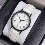 Moteri&scaron;kas laikrodis Kvarcinis skaitmeninis laikrodis su matiniu odiniu dirželiu, moteri&scaron;kas ir mergaiti&scaron;kas laikrodis One Size juoda