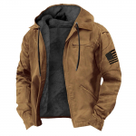 Vyri&scaron;ka laisvalaikio ki&scaron;enė su užtrauktuku striukė su gobtuvu Vyri&scaron;ka vienspalvė madinga &scaron;ilta striukė M ruda