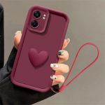 Telefono dėklas Motorola Edge 50 Fusion Moto G75 G55 G35 G85 G84 G22 G14 G04 G54 su meilės &scaron;irdelės rankos grandinėle ir virvele For MOTO G85-5G