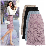 Moteri&scaron;kas vasarinis nėriniuotas sijonas &ndash; europieti&scaron;ko ir amerikieti&scaron;ko stiliaus, puikiai parduodamas stilingas dizainas (#8552) 2XL violetinė/rožinė
