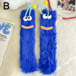 1 pora bjaurių ir mielų juokingų flisinių grindų kojinių, sutir&scaron;tintos, didelės, &scaron;iltos, rudeninės ir namų, akis žieminės K8P4 Blue-One size