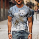 Couple Wolf Print mar&scaron;kinėliai Vyri&scaron;ki 3D mar&scaron;kinėliai Drop Ship Top trumpomis rankovėmis Camiseta mar&scaron;kinėliai apvaliomis kaklomis Madingi laisvalaikio prekės ženklo S