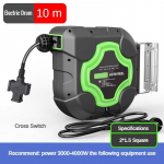 Prie sienos montuojamas elektrinis būgnas Automatinis i&scaron;traukiamas žarnos būgnas Standartinis Visi&scaron;kai varinis laido lizdas Automobilių gamyklos priežiūros įrankis 10M-2*1.5