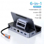 Baseus SteamDeck doko stotelė Type-C doko stotelė USB-C į Gigabit Ethernet prievadą HDMI adapteris 4k60Hz pilka