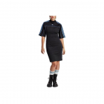 Adidas Originals Dryžuota Madinga Slim Fit Sportinė Laisvalaikio Suknelė Su Apykakle Trumpomis Rankovėmis Moteri&scaron;kos Suknelės Juoda IC2270 2XS