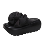 Madingi Kawaii Platforminiai Sandalai Moteri&scaron;ki Vasariniai Batai Storu Padu 7CM Plei&scaron;tai Kulniukai Laisvalaikio Sandalai Patogūs Juodi Kaspinėliai &Scaron;lepetės 34 juoda