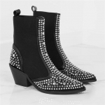 Dizainas Auk&scaron;tos Kokybės Kvadratiniai Kulniukai Klasikinė Mada Kniedės Elastingi Ankle Boots Batai Moteri&scaron;ki Chelsea Batai 5.5 juoda