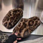 Leopardo Platformos Kailinės &Scaron;lepetės Moterims Namų Medvilniniai Batai Žieminiai &Scaron;ilti Atsitiktiniai Pliu&scaron;iniai Mules 2024 Mados &Scaron;lepetės Moteriai Sniego Batai Mujer 38 leopardas