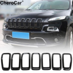 Priekinės grotelių apdaila erts 2014-2018 m. Jeep Cherokee Juodo grotelių rėmo apdaila H