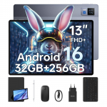 DOOGEE U13 VIP Android 16 Plan&scaron;etė 13 colių, 32GB+256GB/2TB Žaidimų Plan&scaron;etės, 11000mAh Plan&scaron;etė su Klaviatūra/Ra&scaron;ikliu/Pelė, Keturiais Garsiakalbiais pilka spalva