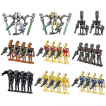 28vnt. Kovos kareivių minifigūrėlės, Generolai ir Droidai su ginklų rinkiniu, Statybinės kaladėlės figūrėlės Žaislas Vaikų dovana