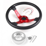 14 colių 350 mm PU odos automobilio lenktynių vairas, skirtas Logitech G29 G920 G923, lenktynių žaidimams, su adapterio plok&scaron;te 70 mm PCD raudona