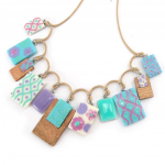 NOA [K0187] - Collier Cr&eacute;ateur 'Bora Bora' turquoise mauve