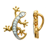 Les Tr&eacute;sors De Lily [L4684] - Pendentif Plaqu&eacute; Or 'Salamandre' blanc dor&eacute; - 17x10 mm