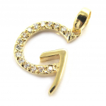 Les Tr&eacute;sors De Lily [M8784] - Pendentif Plaqu&eacute; Or 'Lettre G' blanc dor&eacute; - 21x10 mm auksas