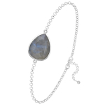 Les Tr&eacute;sors De Lily [R1038] - Bracelet argent artisanal 'Mineralia' labradorite argent&eacute; - 18x14 mm