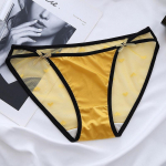 Moteri&scaron;kas apatinis trikotažas Seksualios tinklinės &scaron;irdelės kelnaitės Moteri&scaron;kos besiūlės kelnaitės apatinis trikotažas permatomos apatinės kelnės KL131 XL geltona