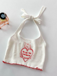 ITOOLIN moteri&scaron;kos mielos spausdintos rai&scaron;telių vir&scaron;ūnės megztos juostelės Kawaii rai&scaron;teliais su V formos kakleliu japoni&scaron;ki vir&scaron;ūnės One Size raudona