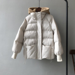 Moteri&scaron;ka žiemos rudens pūkinė striukė su gobtuvu, trumpas paltas su gobtuvu Preppy Style Parka Moteri&scaron;ki pra&scaron;matnūs apatiniai drabužiai