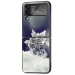 Dėklo dangtelis, skirtas Samsung Galaxy Zflip Z Flip 4 Zflip3 Z Flip 3 5g Zflip4 Flip3 Flip4 Beautiful Snowflake Art juodi prabangūs dėklai Samsung Z Flip 5G