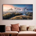 Peizažas Islandija Vestrahorno kalnas Drobės tapyba Skandinavi&scaron;kos gamtos plakatai ir spaudiniai Sienų meno paveikslai Namų dekoras Be rėmo 20*40cm