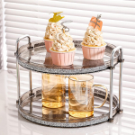 with Handles, European Style Serving Tray, Makeup Round Creative Storage Trays, Perfume 1 Tier
