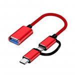 1 vnt. adapterio kabelis USB lizdas į mikro USB ki&scaron;tuką konverterio adapteris LM raudona