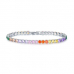 4 mm kubinio cirkonio teniso apyrankė Moteri&scaron;ka Vestuvinė Papuo&scaron;alai Purpurinė Cirkonis CZ Vyri&scaron;kos Apyrankės Punk Hiphop Sidabro Spalva Pulseras Mujer 19cm length