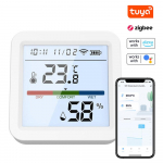 Tuya ZigBee temperatūros drėgmės testeris LCD foninio ap&scaron;vietimo ekranas Mobilusis telefonas APP nuotoliniu būdu valdomas balta