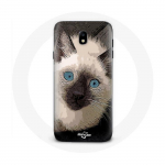 Coque pour Samsung Galaxy S5 Chat Siamois Noir et blanc aux Yeux Bleus