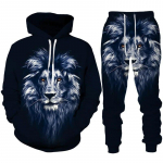 Personality Lion 3D Print Hoodies/Trening kostiumas Vyri&scaron;ki megztiniai su gobtuvu + kelnės bėgimo kostiumas Hip Hop vyri&scaron;kų gatvės drabužių komplektas 2XL