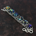 Amerikieti&scaron;ka dichroinio stiklo apyrankė 925 prabos sidabrinė apyrankė rankų darbo reguliuojama grandinėlė apyrankė brangakmenių apyrankė vintažiniai papuo&scaron;alai dovanai Adjustable