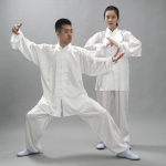 Kinų tradicinis Tai Chi kostiumas Kung Fu 2 vnt. / rinkinys Unisex mygtukų mar&scaron;kinėliai laisvi vienspalviai dėvėti vyri&scaron;ki drabužiai XL balta