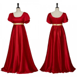 Satininiai chalatai Viktorijos laikų rutuliniai chalatai Empire Waist Gowns Regency chalatai S raudona