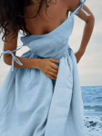 Pavasario ir vasaros paplūdimio stiliaus moteri&scaron;ka suknelė Vintažinė laisva A formos suknelė Sexy Hot Girl Suknelė be nugaros i&scaron; 100% medvilnės V formos kaklo S