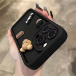 Mielas 3D Bear kavos animacinio filmo silikoninis dėklas, skirtas iPhone 16 15 12 11 13 14 Pro Max 7 8 Plus X Xs Xr 15pro 14pro 15plus mink&scaron;tas matinis dangtelis iPhone 15 Pro Max