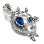 Natural Blue Topaz Gemstone 925 Sterling Silver Jewelry Pendant 2.56 v1b65